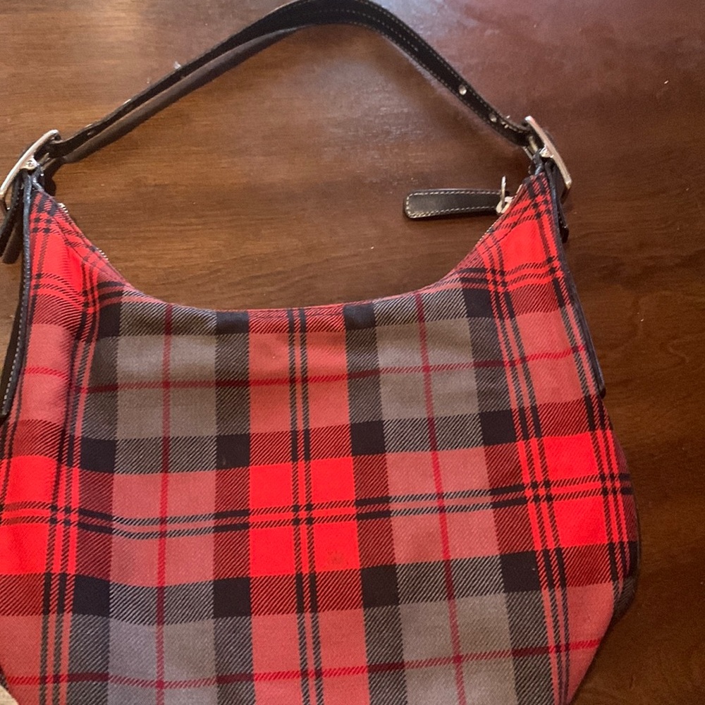 Red/Black plaid Coach Bag